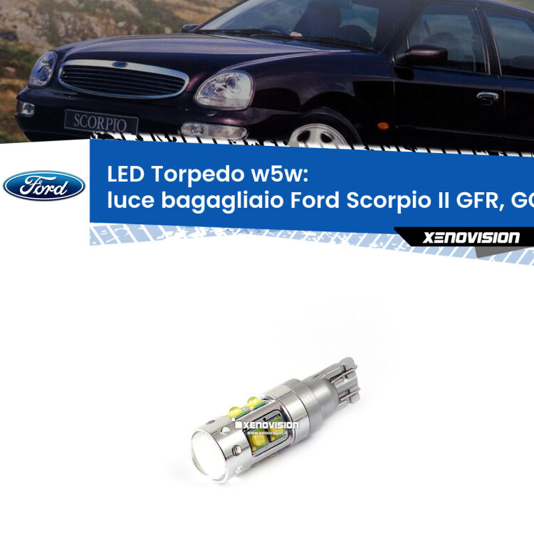 <strong>Luce Bagagliaio LED 6000k per Ford Scorpio II</strong> GFR, GGR 1994 - 1998. Lampadine <strong>W5W</strong> canbus modello Torpedo.