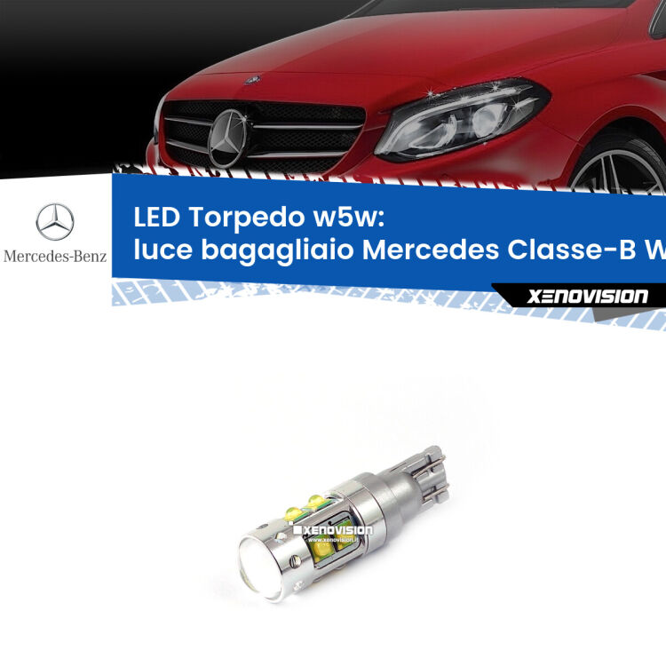 <strong>Luce Bagagliaio LED 6000k per Mercedes Classe-B</strong> W246, W242 2011 - 2018. Lampadine <strong>W5W</strong> canbus modello Torpedo.