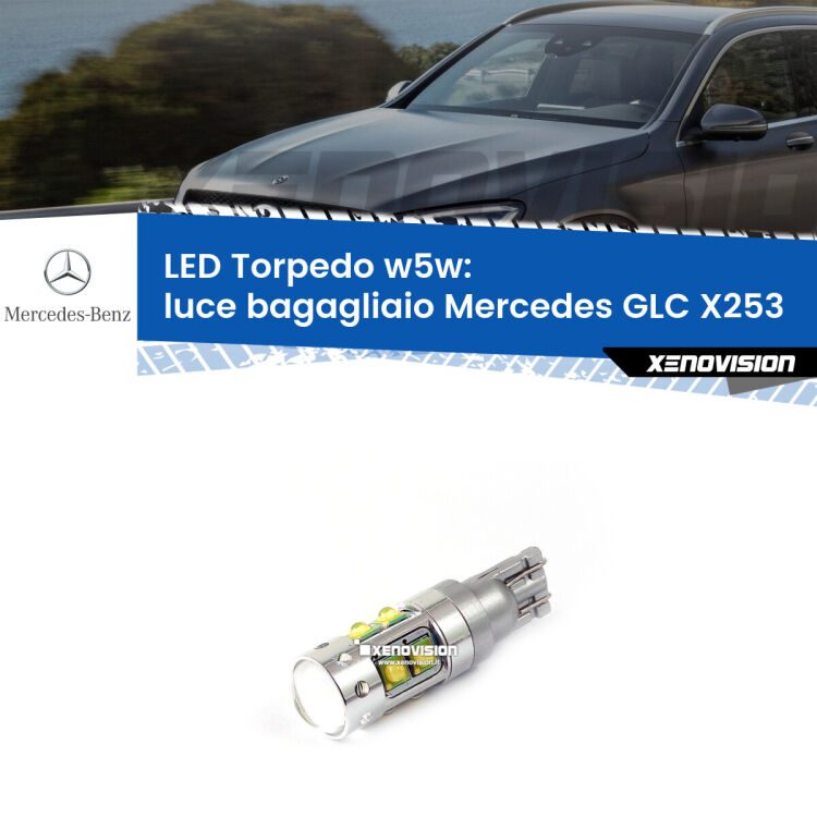 <strong>Luce Bagagliaio LED 6000k per Mercedes GLC</strong> X253 2015 - 2019. Lampadine <strong>W5W</strong> canbus modello Torpedo.