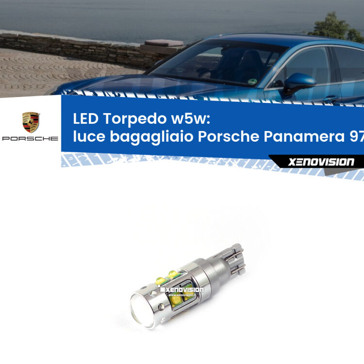 <strong>Luce Bagagliaio LED 6000k per Porsche Panamera</strong> 970 2009 - 2016. Lampadine <strong>W5W</strong> canbus modello Torpedo.