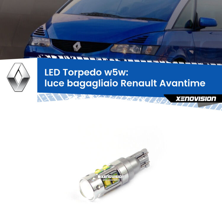 <strong>Luce Bagagliaio LED 6000k per Renault Avantime</strong>  2001 - 2003. Lampadine <strong>W5W</strong> canbus modello Torpedo.
