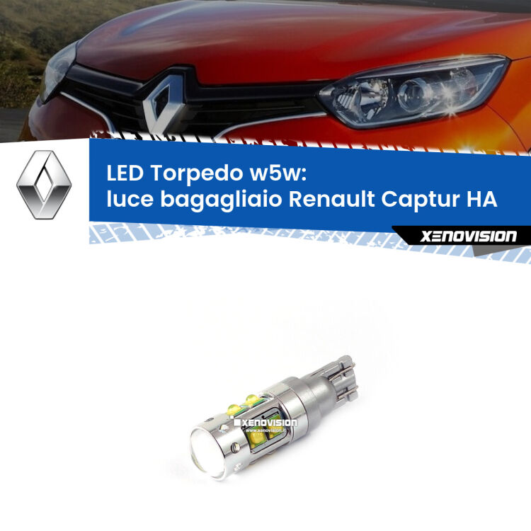 <strong>Luce Bagagliaio LED 6000k per Renault Captur</strong> HA 2016 - 2018. Lampadine <strong>W5W</strong> canbus modello Torpedo.