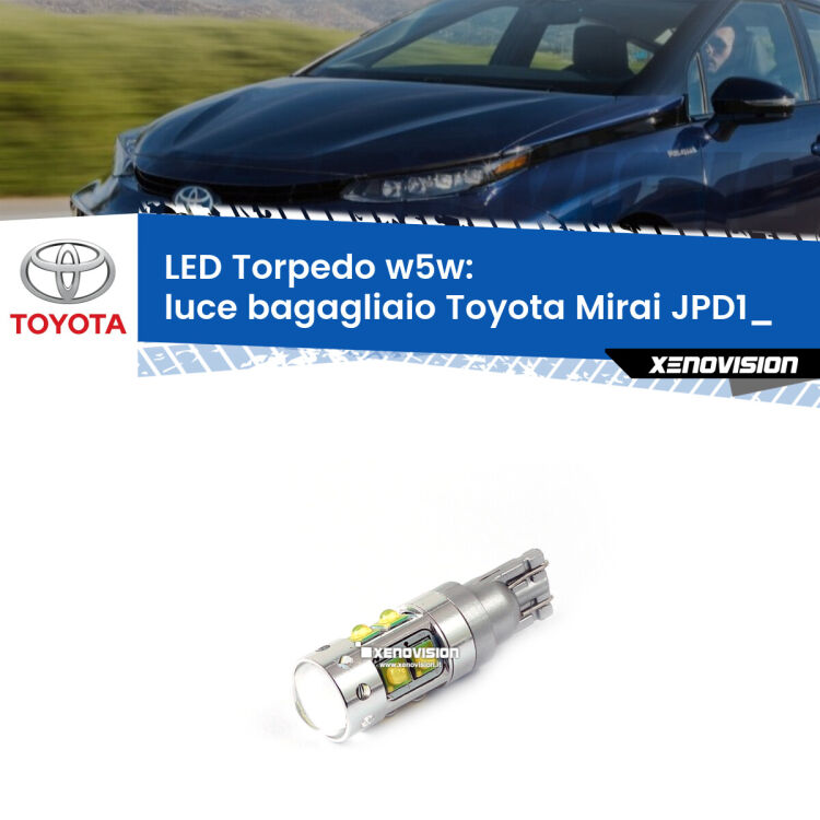<strong>Luce Bagagliaio LED 6000k per Toyota Mirai</strong> JPD1_ 2014 in poi. Lampadine <strong>W5W</strong> canbus modello Torpedo.