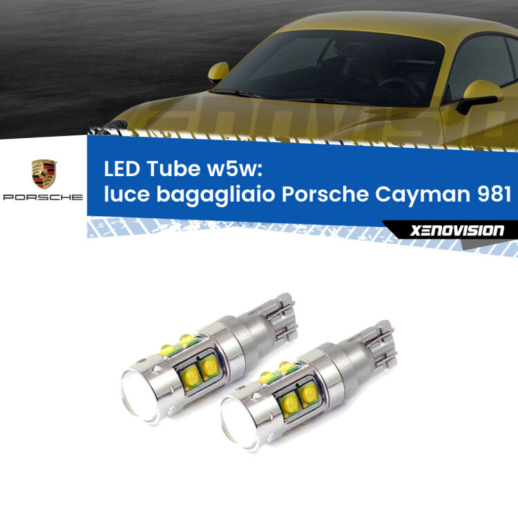 0 Luce Bagagliaio LED W5W Porsche Cayman 981 2013 in poi W5W Tube <strong>Luce Bagagliaio LED 6000k per Porsche Cayman</strong> 981 2013 in poi. Lampadine <strong>W5W</strong> canbus modello Tube, luce bianco lunare, lunga durata e compatibilità.