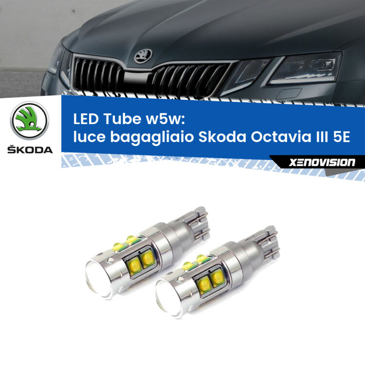 0 Luce Bagagliaio LED W5W Skoda Octavia III 5E 2012 - 2018 W5W Tube <strong>Luce Bagagliaio LED 6000k per Skoda Octavia III</strong> 5E 2012 - 2018. Lampadine <strong>W5W</strong> canbus modello Tube, luce bianco lunare, lunga durata e compatibilità.