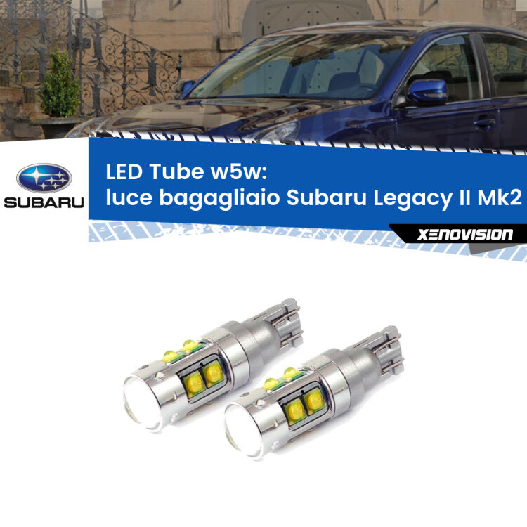 0 Luce Bagagliaio LED W5W Subaru Legacy II Mk2 1994 - 1999 W5W Tube <strong>Luce Bagagliaio LED 6000k per Subaru Legacy II</strong> Mk2 1994 - 1999. Lampadine <strong>W5W</strong> canbus modello Tube, luce bianco lunare, lunga durata e compatibilità.