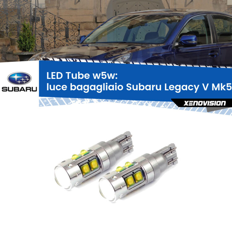 0 Luce Bagagliaio LED W5W Subaru Legacy V Mk5 2009 - 2013 W5W Tube <strong>Luce Bagagliaio LED 6000k per Subaru Legacy V</strong> Mk5 2009 - 2013. Lampadine <strong>W5W</strong> canbus modello Tube, luce bianco lunare, lunga durata e compatibilità.