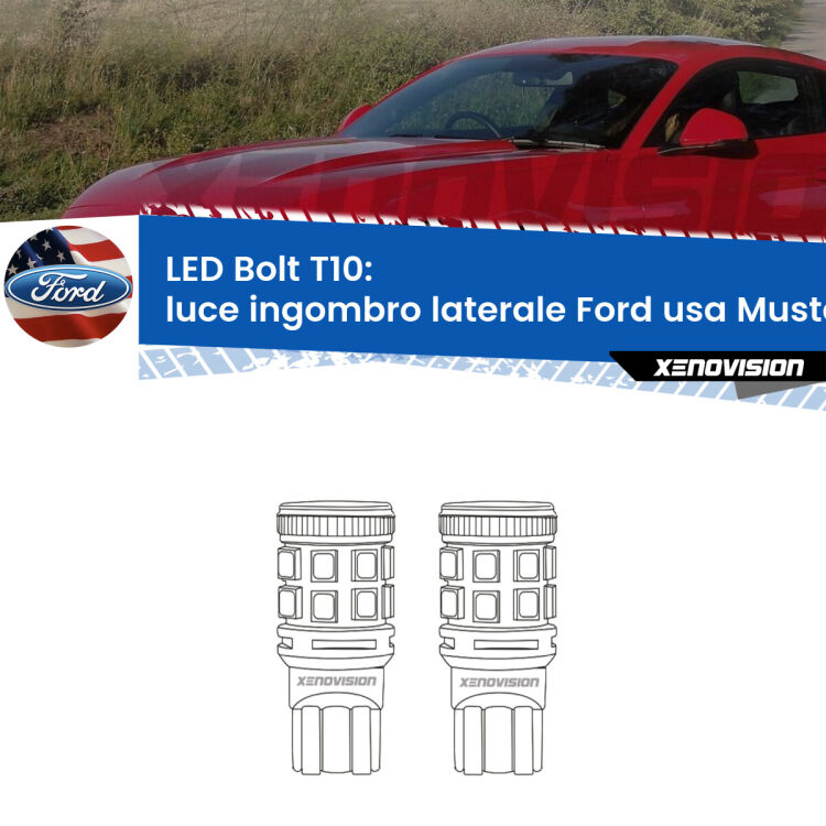 0 Luce ingombro laterale LED Ford usa Mustang coupe 2014 in poi: T10 Bolt <strong>Luce ingombro laterale LED per Ford usa Mustang coupe</strong> 2014 in poi. Coppia lampade <strong>T10</strong> modello Bolt canbus.