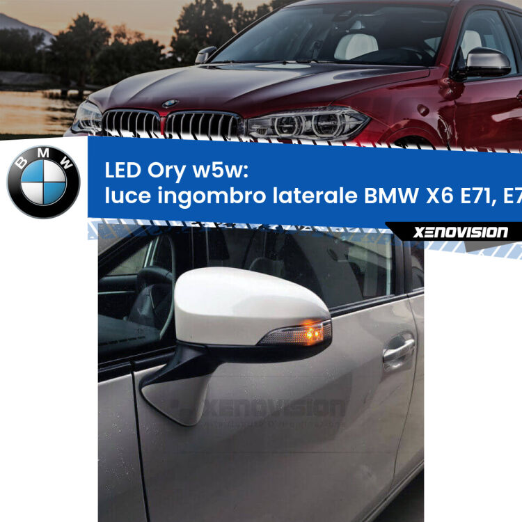 <strong>LED luce ingombro laterale w5w per BMW X6</strong> E71, E72 2008 - 2014. Una lampadina <strong>w5w</strong> canbus luce arancio modello Ory Xenovision.