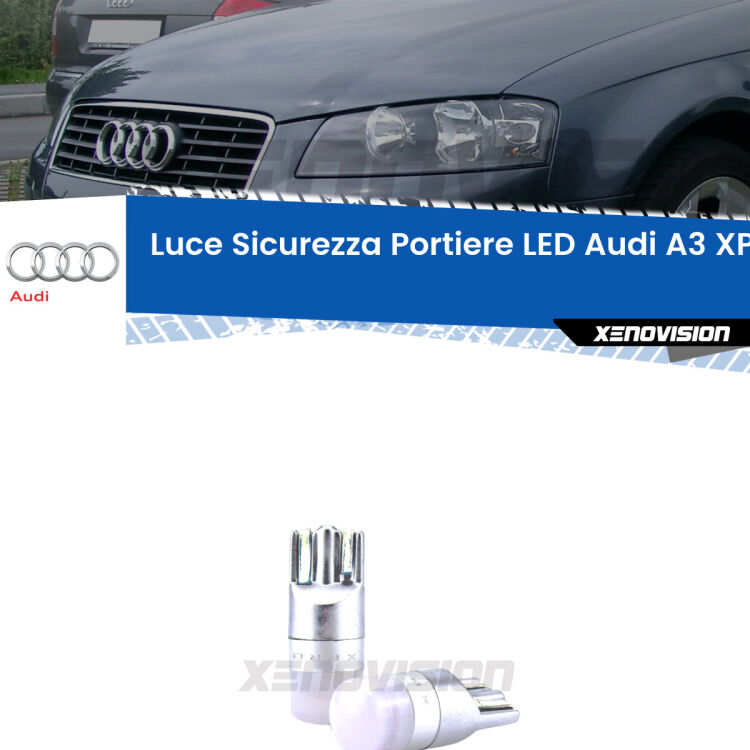 <strong>Luce Sicurezza Portiere LED Audi A3</strong>: coppia led T10 a illuminazione Rossa a 360 gradi. Si inseriscono ovunque. Canbus, Top Quality.