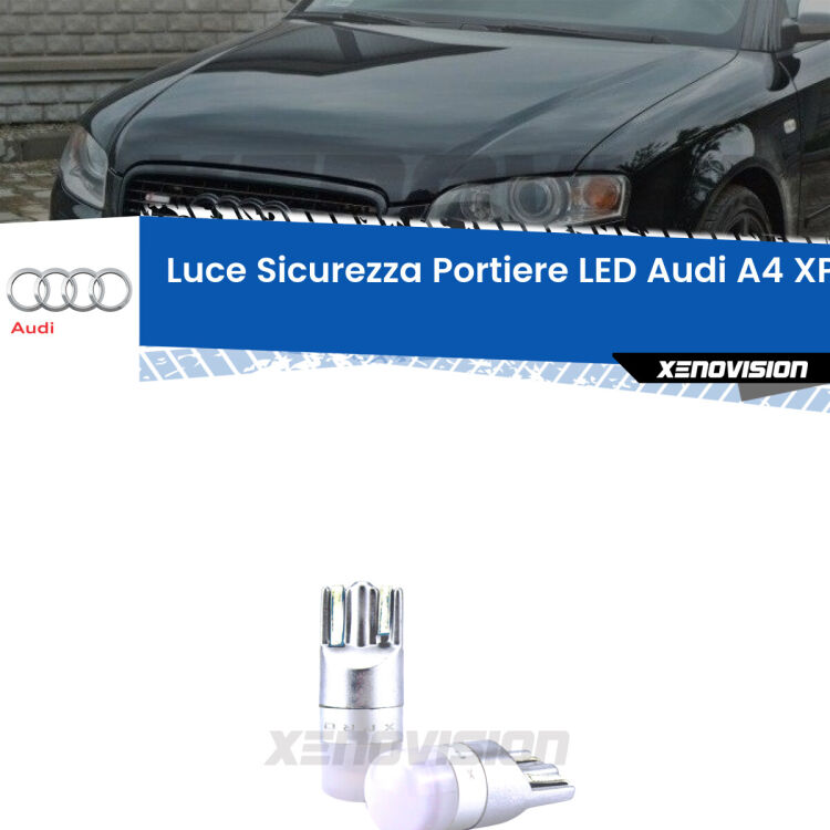 0 Luce Sicurezza Portiere LED Audi A4 B7 | XPRO Ruby LED Rossi (Coppia) <strong>Luce Sicurezza Portiere LED Audi A4</strong>: coppia led T10 a illuminazione Rossa a 360 gradi. Si inseriscono ovunque. Canbus, Top Quality.