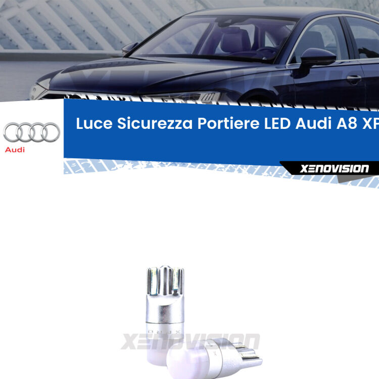 <strong>Luce Sicurezza Portiere LED Audi A8</strong>: coppia led T10 a illuminazione Rossa a 360 gradi. Si inseriscono ovunque. Canbus, Top Quality.