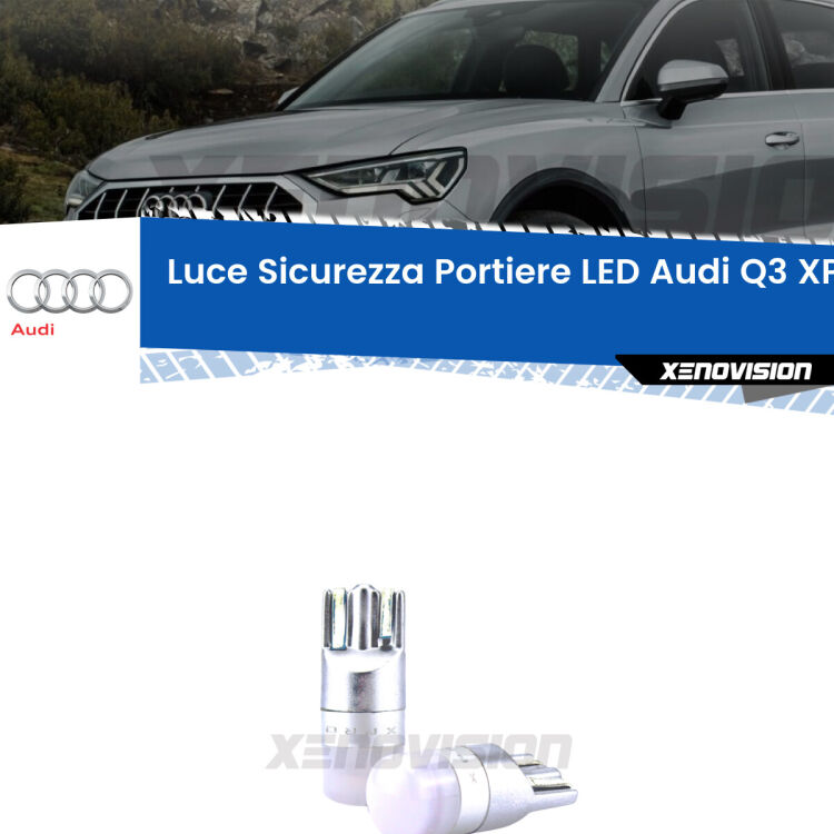 <strong>Luce Sicurezza Portiere LED Audi Q3</strong>: coppia led T10 a illuminazione Rossa a 360 gradi. Si inseriscono ovunque. Canbus, Top Quality.