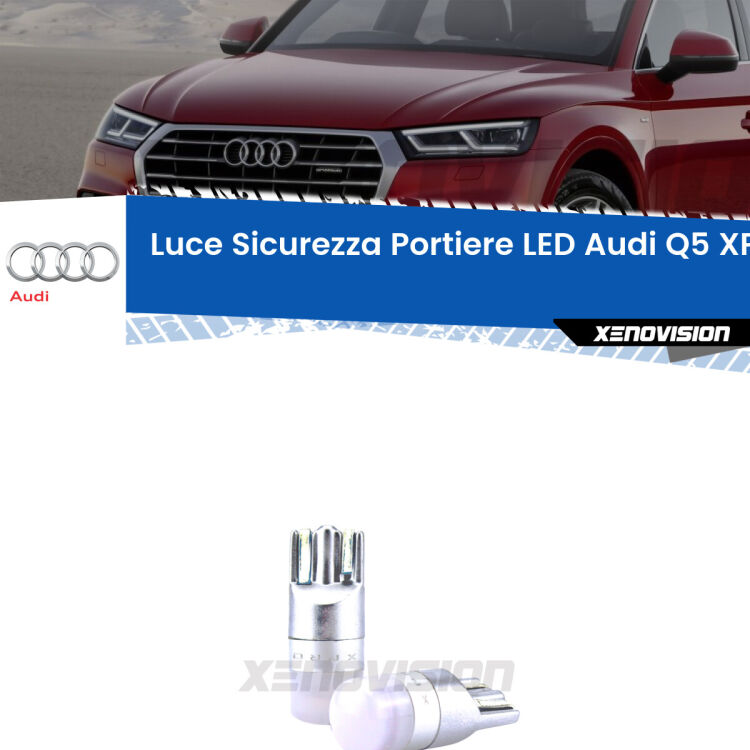 <strong>Luce Sicurezza Portiere LED Audi Q5</strong>: coppia led T10 a illuminazione Rossa a 360 gradi. Si inseriscono ovunque. Canbus, Top Quality.