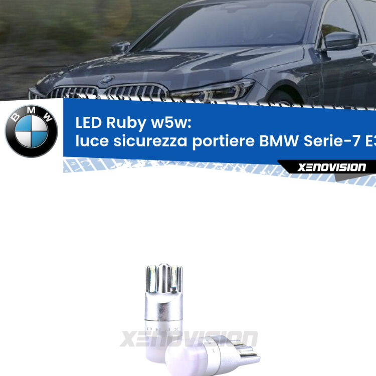<strong>Luce Sicurezza Portiere LED per BMW Serie-7</strong> E38 1994 - 2001: coppia led T10 a illuminazione Rossa a 360 gradi. Si inseriscono ovunque. Canbus, Top Quality.