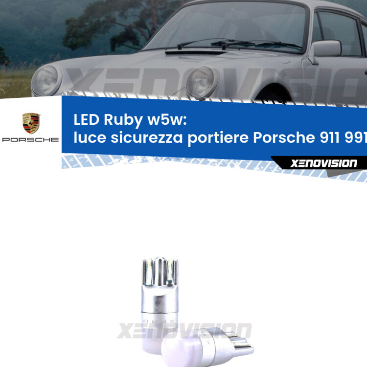 <strong>Luce Sicurezza Portiere LED per Porsche 911</strong> 991 2011 - 2013: coppia led T10 a illuminazione Rossa a 360 gradi. Si inseriscono ovunque. Canbus, Top Quality.