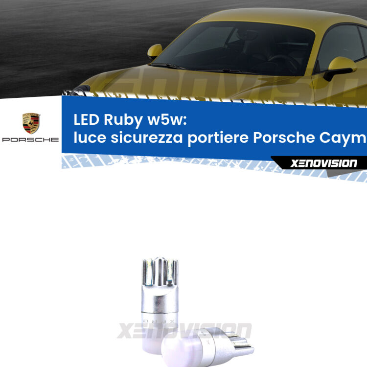 <strong>Luce Sicurezza Portiere LED per Porsche Cayman</strong> 987 2005 - 2013: coppia led T10 a illuminazione Rossa a 360 gradi. Si inseriscono ovunque. Canbus, Top Quality.