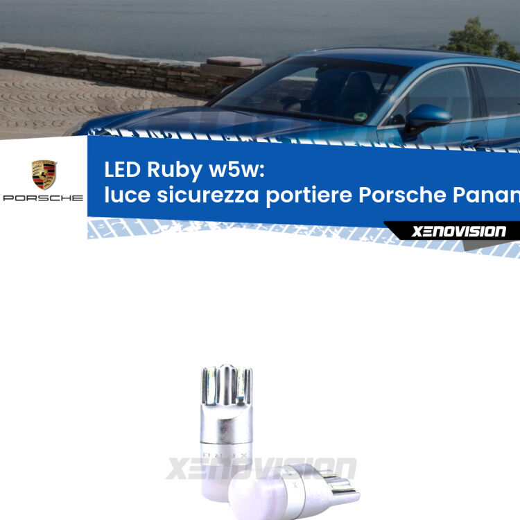 <strong>Luce Sicurezza Portiere LED per Porsche Panamera</strong> 970 2009 - 2016: coppia led T10 a illuminazione Rossa a 360 gradi. Si inseriscono ovunque. Canbus, Top Quality.