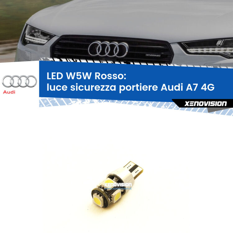 <strong>Luce Sicurezza Portiere LED rossa per Audi A7</strong> 4G 2010 - 2018. Lampada <strong>W5W</strong> canbus.