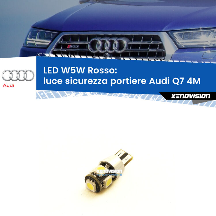 <strong>Luce Sicurezza Portiere LED rossa per Audi Q7</strong> 4M 2015 in poi. Lampada <strong>W5W</strong> canbus.