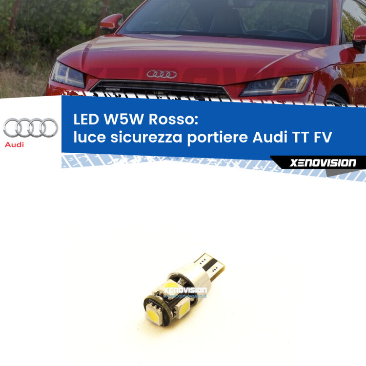 <strong>Luce Sicurezza Portiere LED rossa per Audi TT</strong> FV 2014 - 2018. Lampada <strong>W5W</strong> canbus.