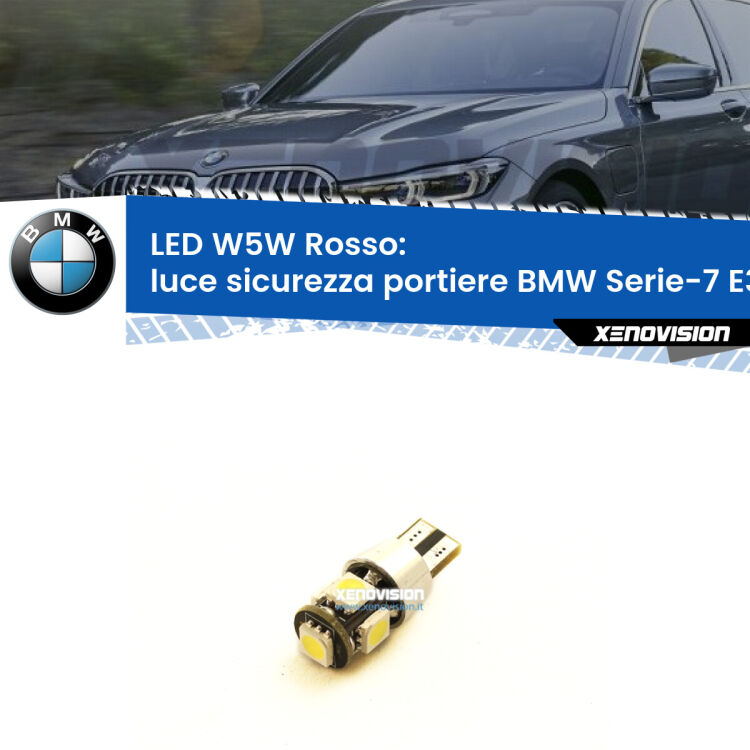 <strong>Luce Sicurezza Portiere LED rossa per BMW Serie-7</strong> E38 1994 - 2001. Lampada <strong>W5W</strong> canbus.