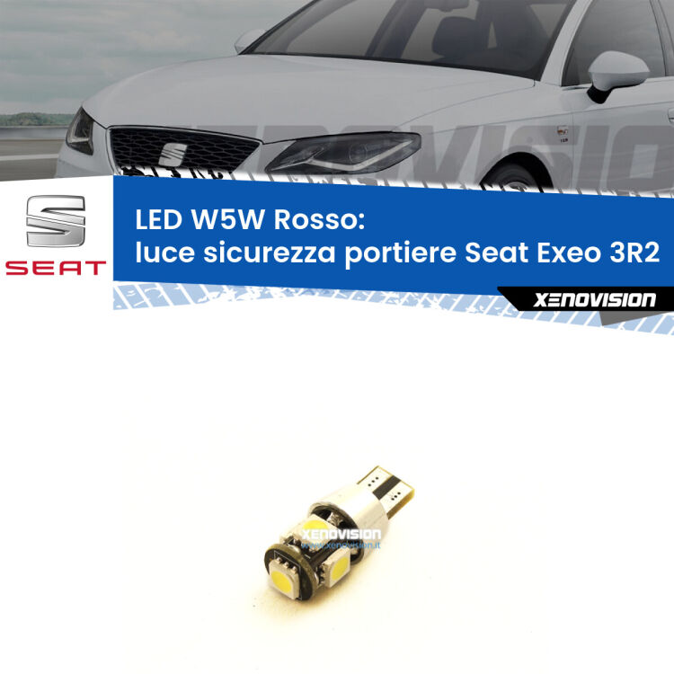 <strong>Luce Sicurezza Portiere LED rossa per Seat Exeo</strong> 3R2 2008 - 2013. Lampada <strong>W5W</strong> canbus.