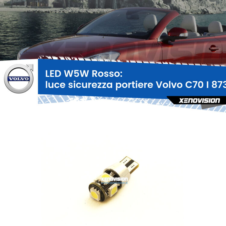 <strong>Luce Sicurezza Portiere LED rossa per Volvo C70 I</strong> 873 1998 - 2005. Lampada <strong>W5W</strong> canbus.