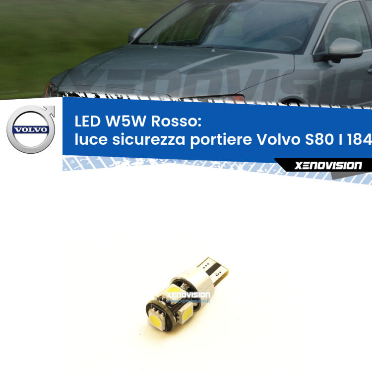 <strong>Luce Sicurezza Portiere LED rossa per Volvo S80 I</strong> 184 1998 - 2006. Lampada <strong>W5W</strong> canbus.