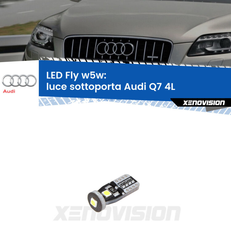 <strong>luce sottoporta LED per Audi Q7</strong> 4L 2006 - 2015. Coppia lampadine <strong>w5w</strong> Canbus compatte modello Fly Xenovision.