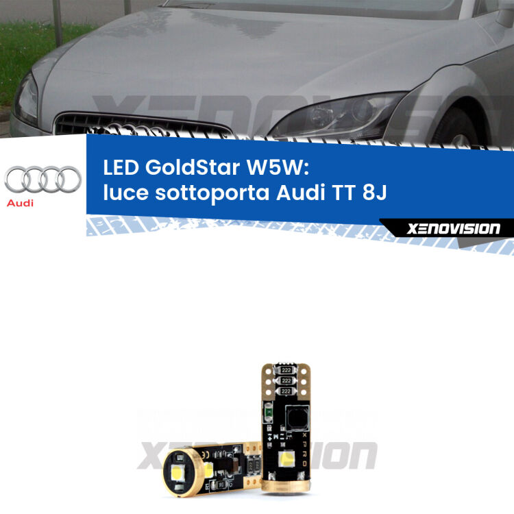 <strong>Luce Sottoporta LED Audi TT</strong> 8J 2006 - 2014: ottima luminosità a 360 gradi. Si inseriscono ovunque. Canbus, Top Quality.