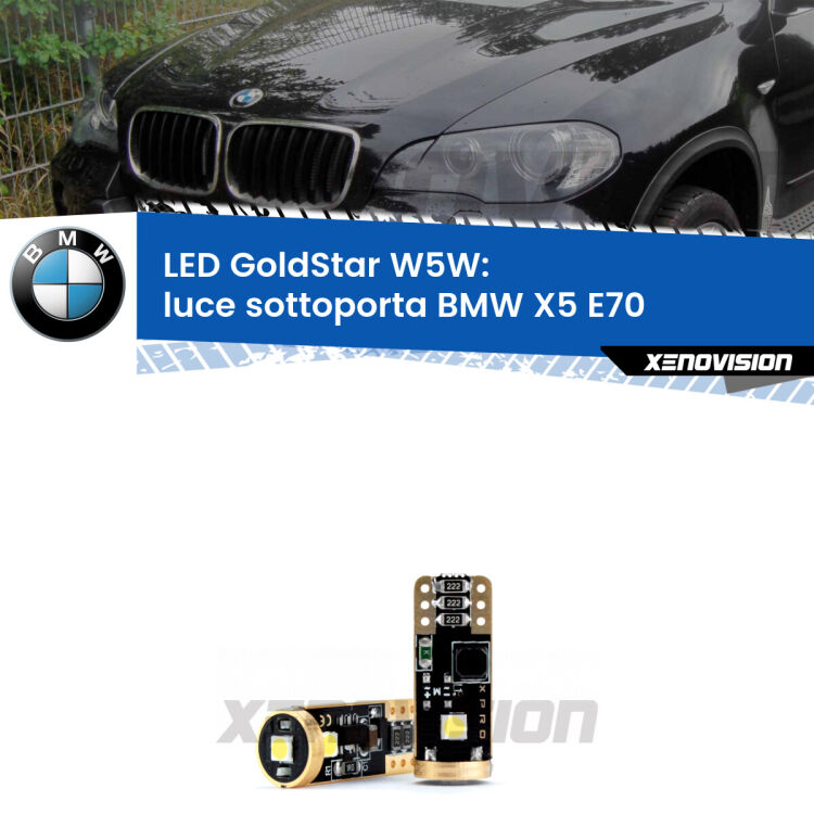 <strong>Luce Sottoporta LED BMW X5</strong> E70 2006 - 2013: ottima luminosità a 360 gradi. Si inseriscono ovunque. Canbus, Top Quality.