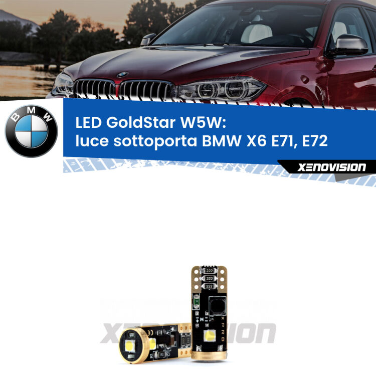 <strong>Luce Sottoporta LED BMW X6</strong> E71, E72 2008 - 2014: ottima luminosità a 360 gradi. Si inseriscono ovunque. Canbus, Top Quality.