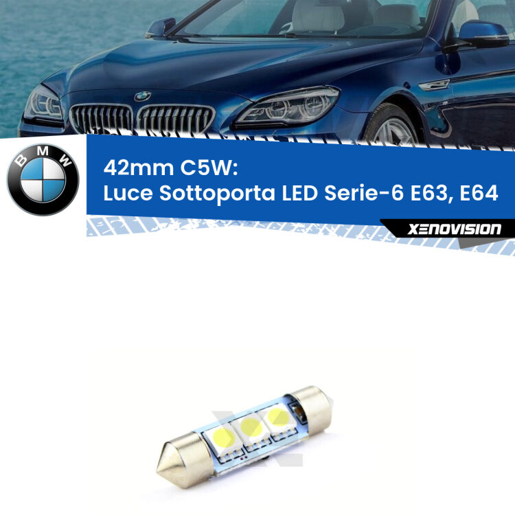 Lampadina eccezionalmente duratura, canbus e luminosa. C5W 42mm perfetto per Luce Sottoporta LED BMW Serie-6 (E63, E64) 2004 - 2010<br />.