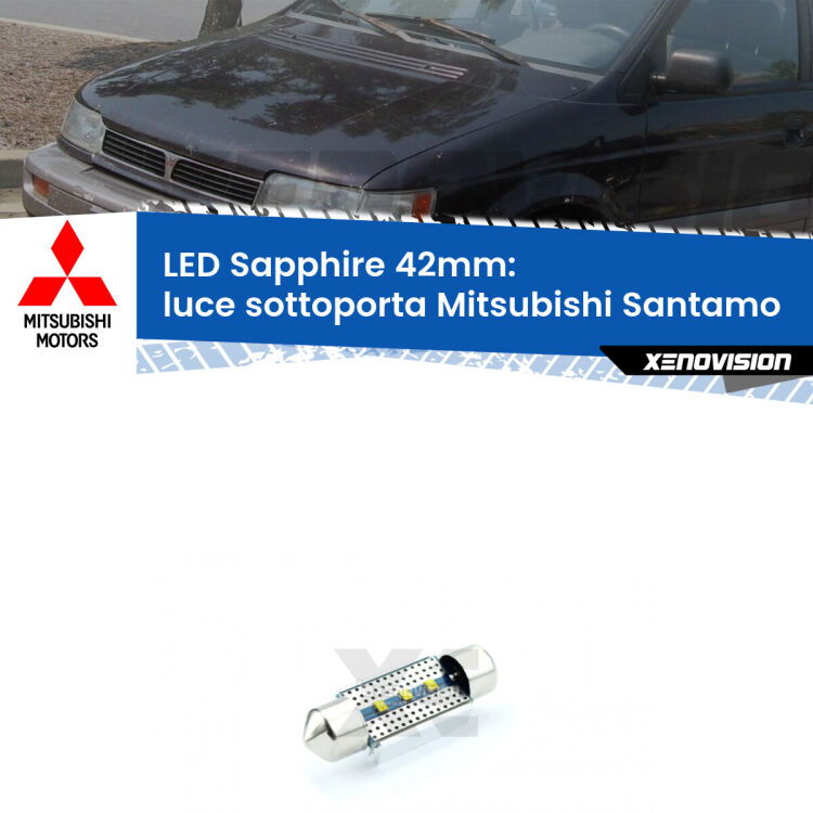 <strong>LED luce sottoporta 42mm per Mitsubishi Santamo</strong>  1999 - 2004. Lampade <strong>c5W</strong> modello Sapphire Xenovision con chip led Philips.