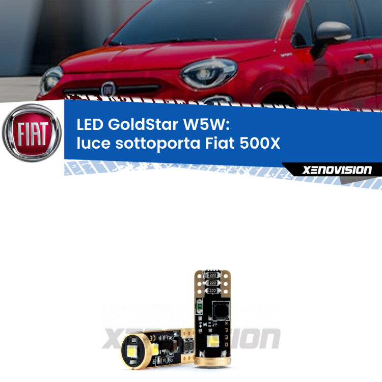 <strong>Luce Sottoporta LED Fiat 500X</strong>  2014 in poi: ottima luminosità a 360 gradi. Si inseriscono ovunque. Canbus, Top Quality.