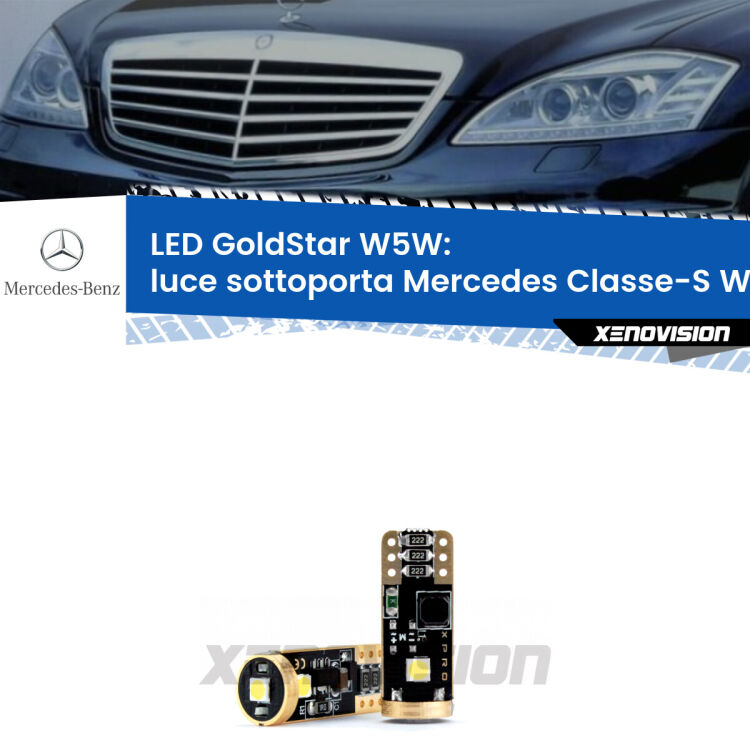 <strong>Luce Sottoporta LED Mercedes Classe-S</strong> W221 2005 - 2013: ottima luminosità a 360 gradi. Si inseriscono ovunque. Canbus, Top Quality.