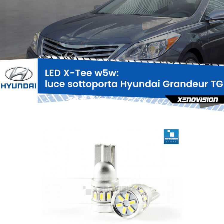 <strong>LED luce sottoporta per Hyundai Grandeur</strong> TG 2005 - 2011. Lampade <strong>W5W</strong> modello X-Tee Xenovision top di gamma.