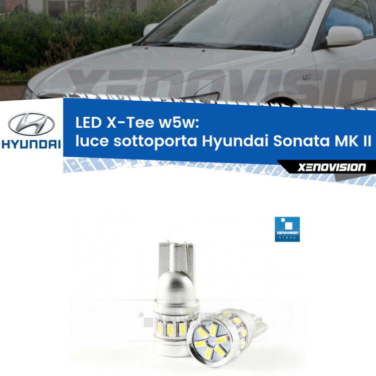 <strong>LED luce sottoporta per Hyundai Sonata MK II</strong> Y-3 1993 - 1998. Lampade <strong>W5W</strong> modello X-Tee Xenovision top di gamma.