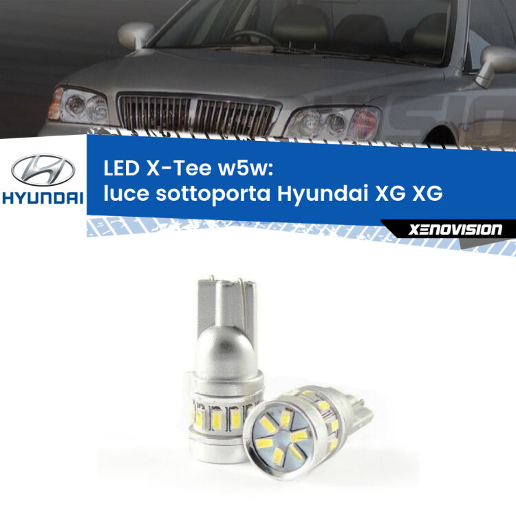 0 Luce Sottoporta LED per Hyundai XG XG 1998 - 2005: W5W X-Tee <strong>LED luce sottoporta per Hyundai XG</strong> XG 1998 - 2005. Lampade <strong>W5W</strong> modello X-Tee Xenovision top di gamma.