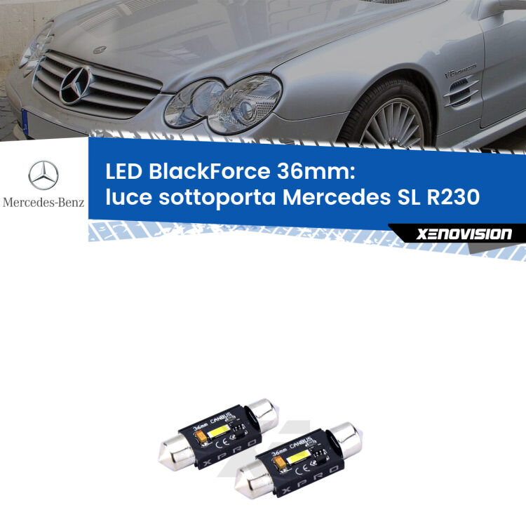<strong>LED luce sottoporta 36mm per Mercedes SL</strong> R230 2001 - 2012. Coppia lampadine <strong>C5W</strong>modello BlackForce Xenovision.