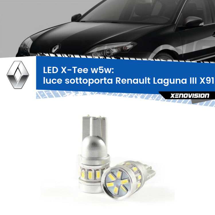 0 Luce Sottoporta LED per Renault Laguna III X91 2007 - 2015: W5W X-Tee <strong>LED luce sottoporta per Renault Laguna III</strong> X91 2007 - 2015. Lampade <strong>W5W</strong> modello X-Tee Xenovision top di gamma.