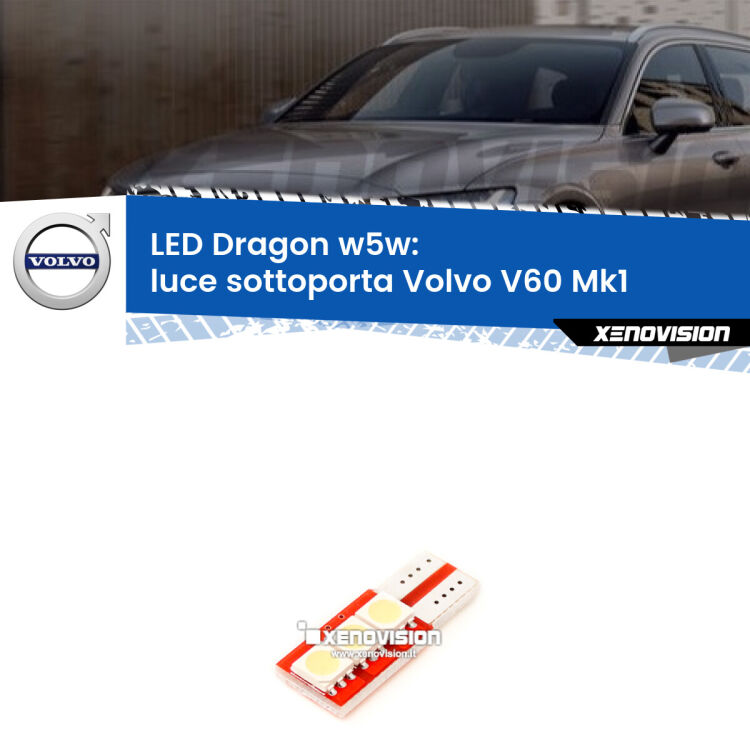 <strong>LED luce sottoporta per Volvo V60</strong> Mk1 2010 - 2018. Lampade <strong>W5W</strong> a illuminazione laterale modello Dragon Xenovision.