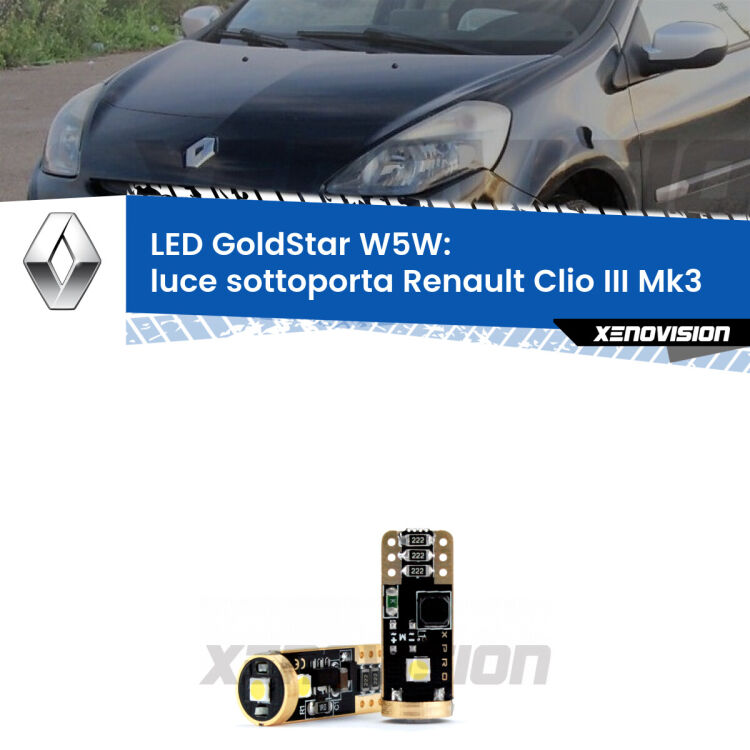 <strong>Luce Sottoporta LED Renault Clio III</strong> Mk3 2005 - 2011: ottima luminosità a 360 gradi. Si inseriscono ovunque. Canbus, Top Quality.