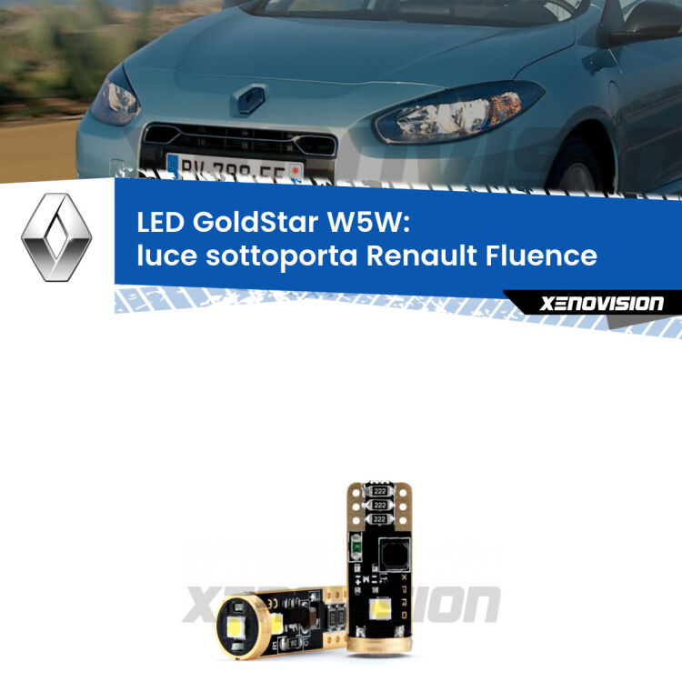 <strong>Luce Sottoporta LED Renault Fluence</strong>  2010 - 2015: ottima luminosità a 360 gradi. Si inseriscono ovunque. Canbus, Top Quality.