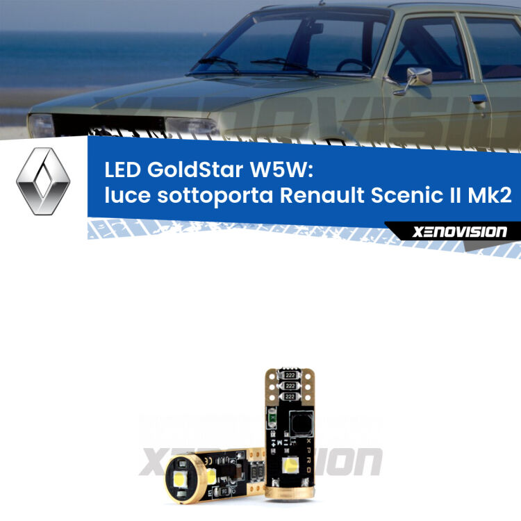 <strong>Luce Sottoporta LED Renault Scenic II</strong> Mk2 2003 - 2008: ottima luminosità a 360 gradi. Si inseriscono ovunque. Canbus, Top Quality.