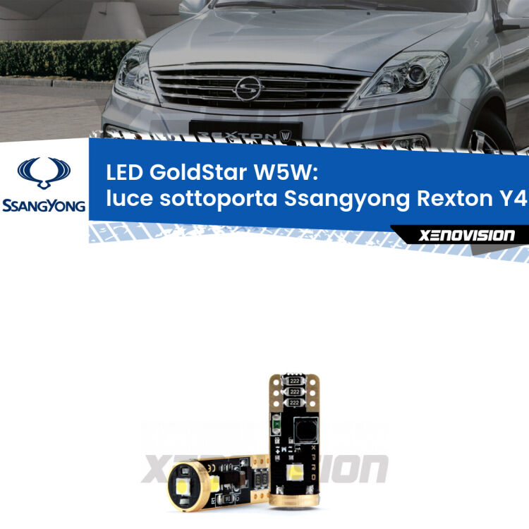 <strong>Luce Sottoporta LED Ssangyong Rexton</strong> Y400 2017 in poi: ottima luminosità a 360 gradi. Si inseriscono ovunque. Canbus, Top Quality.