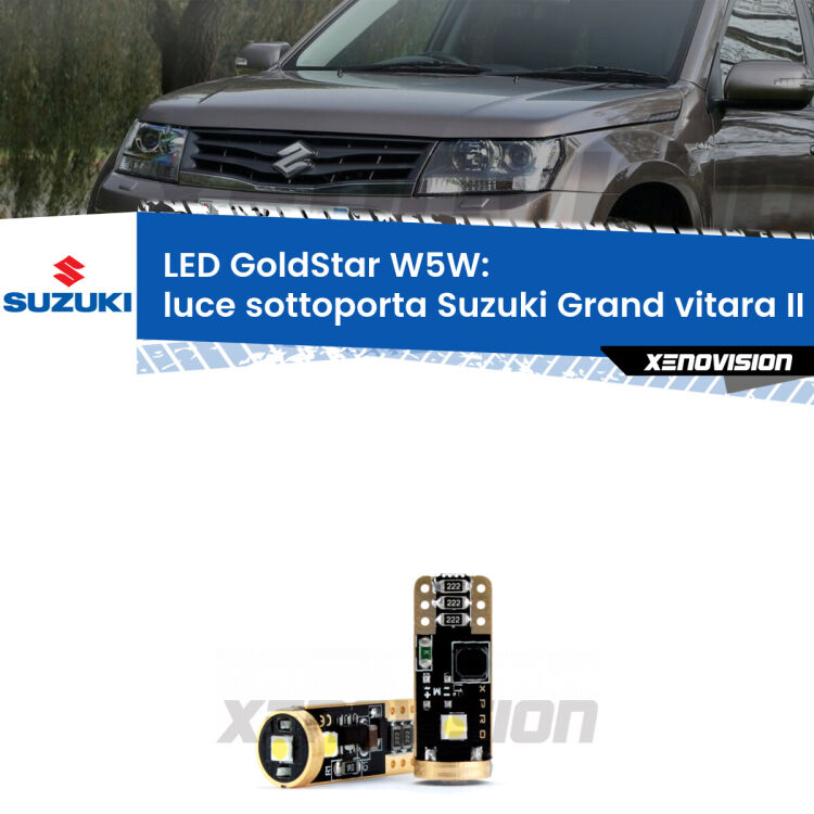 <strong>Luce Sottoporta LED Suzuki Grand vitara II</strong> JT, TE, TD 2005 - 2015: ottima luminosità a 360 gradi. Si inseriscono ovunque. Canbus, Top Quality.