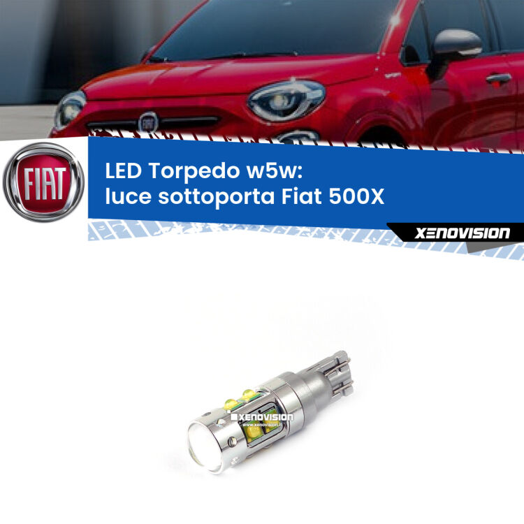 <strong>Luce Sottoporta LED 6000k per Fiat 500X</strong>  2014 in poi. Lampadine <strong>W5W</strong> canbus modello Torpedo.