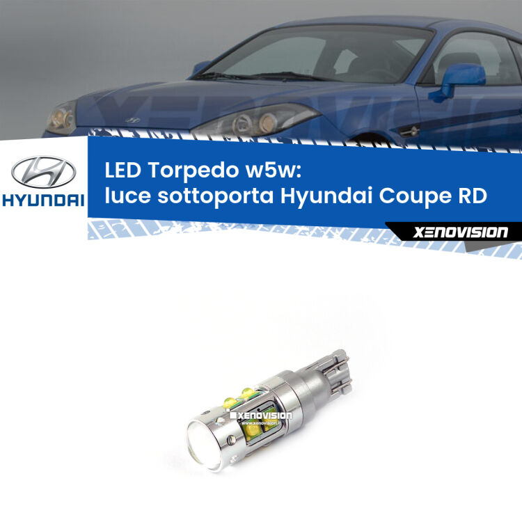 <strong>Luce Sottoporta LED 6000k per Hyundai Coupe</strong> RD 1996 - 2002. Lampadine <strong>W5W</strong> canbus modello Torpedo.